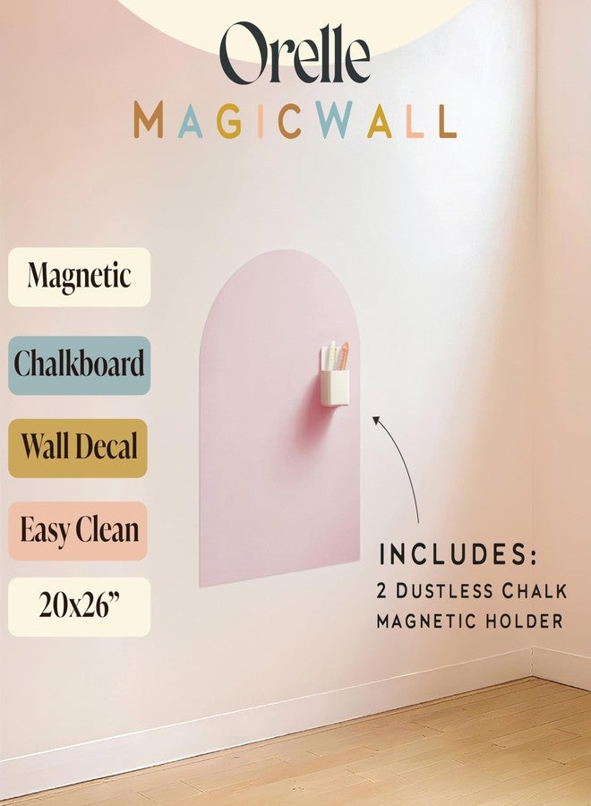 Orelle MagicWall | Magnetic Wall Decal Arch | Peel and Stick Magnetic Chalkboard for Wall | Kids Wall Decals | Playroom Essentials | Includes Chalk & Holder | Midi | 20 x 26 | Pink - Image 2
