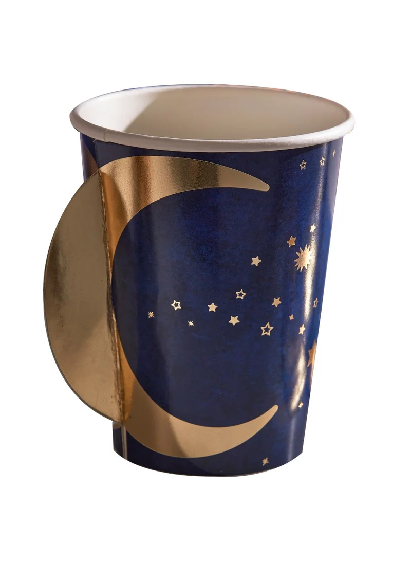 Ginger Ray Ginger Ray Eid Pop-Out Moon Paper Cup Navy & Gold - Eid-Themed Paper Cups Perfect for Festive Gatherings