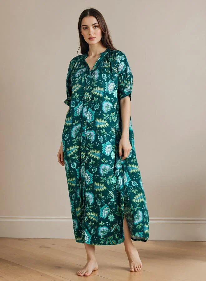 Splash FAV Floral Print Collared Night Dress