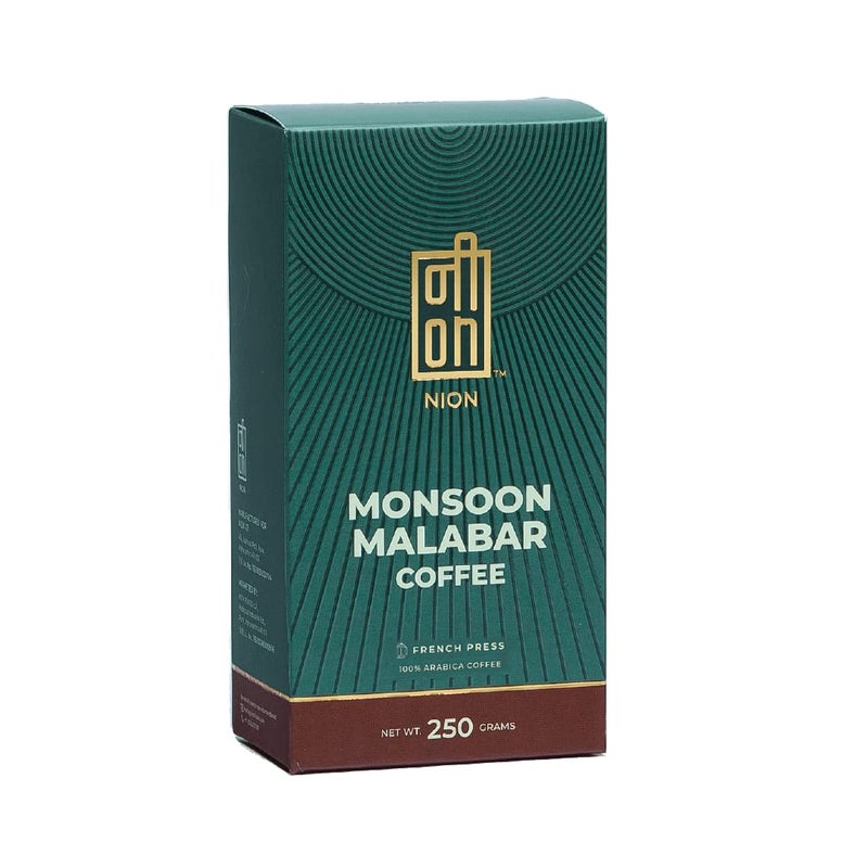 NION Monsoon Malabar Coffee Powder (250gm) | Coarse Grind Espresso Coffee for French Press | 100% Arabica Beans Medium Dark Roasted - Image 1
