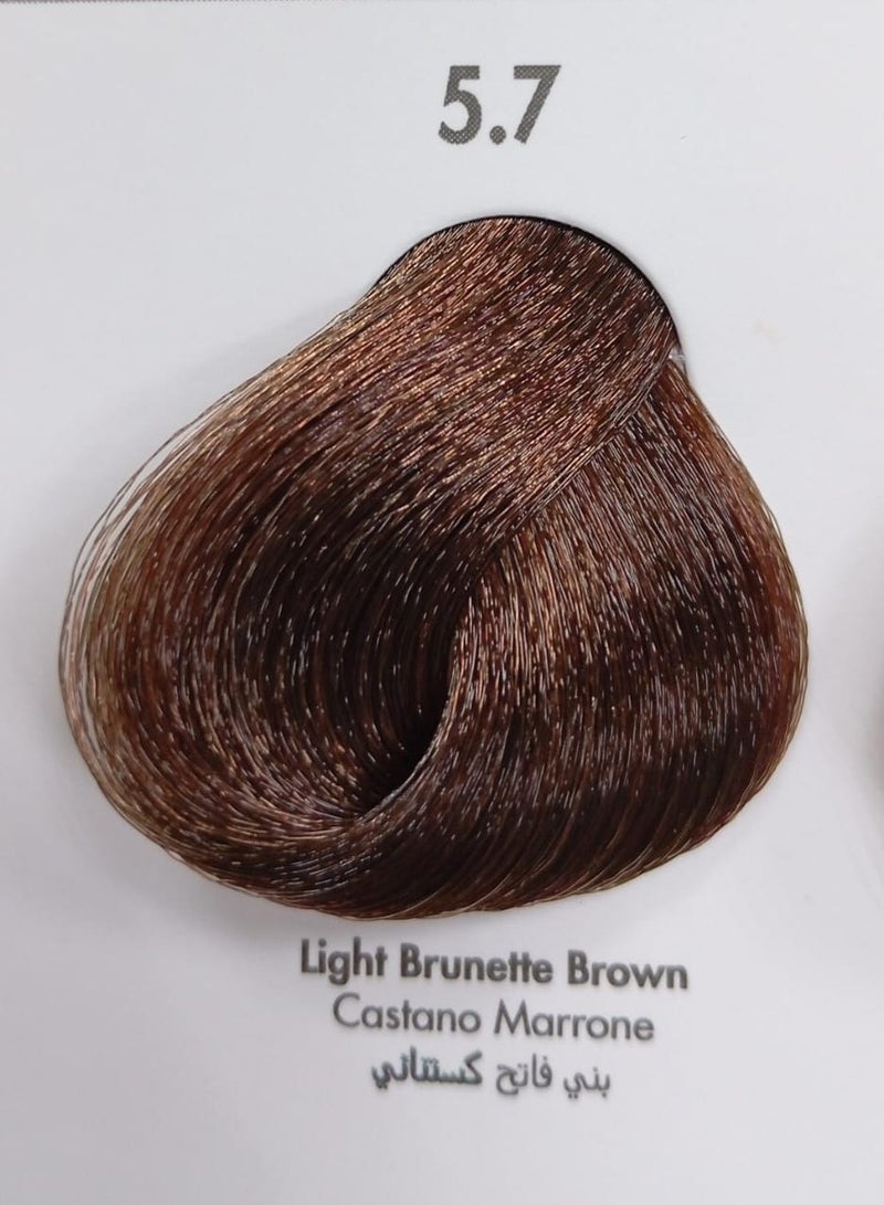 VIZO Permanent Hair Color Cream No.5.7 LIGHT BRUNETTE BROWN with 20 vol.100ml Oxidizin