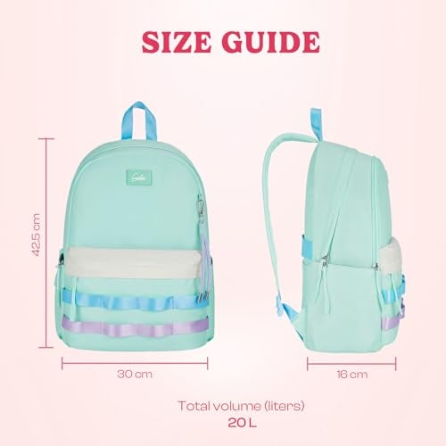 Genie Kpack Casual Backpack for Girls |17 In-20 Ltr with Laptop Sleeve,Two Compartments,Organizer and Light Weight with Padded Shoulders |Best for Books,Stationery,Lunch Box & Essentials - Mint - Image 5
