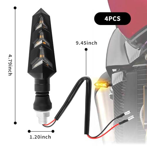 CXCCOI 4PCS Motorcycle Turn Signals Kit with Flowing Amber LED Lights,M10 12V LED Motorcycle Lights for MMotorcycle Blinkers,Personalized MMotorcycle Accessories for Motorbike Scooter Off Road - Image 2