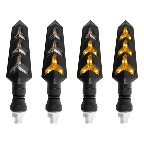 CXCCOI 4PCS Motorcycle Turn Signals Kit with Flowing Amber LED Lights,M10 12V LED Motorcycle Lights for MMotorcycle Blinkers,Personalized MMotorcycle Accessories for Motorbike Scooter Off Road - Image 1