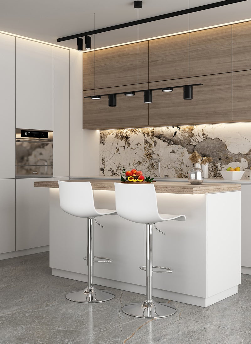 شاربدو كرسي بار، كرسي بار مرتفع الظهر من البلاستيك PP، كرسي بار مرتفع مريح وقابل للتعديل مع دوران 360 درجة مثالي لطاولة المطبخ المنزلية لتناول الطعام ومسند للقدمين - Image 1