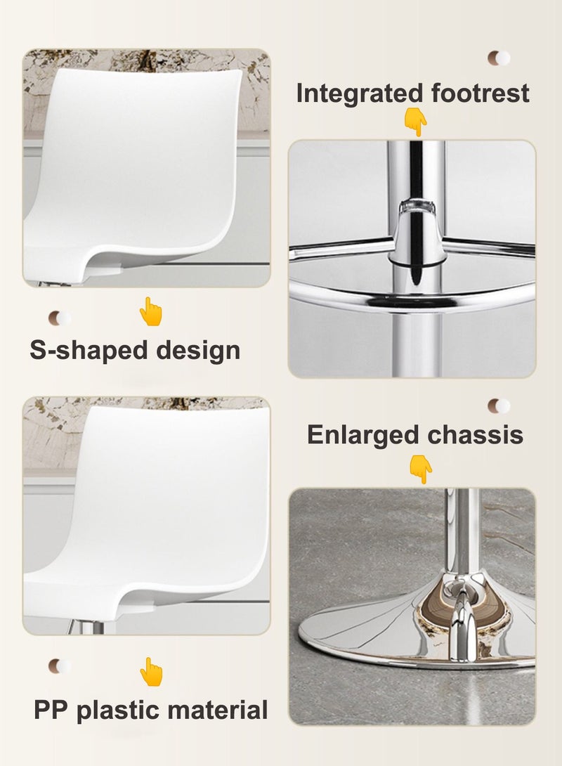 شاربدو كرسي بار، كرسي بار مرتفع الظهر من البلاستيك PP، كرسي بار مرتفع مريح وقابل للتعديل مع دوران 360 درجة مثالي لطاولة المطبخ المنزلية لتناول الطعام ومسند للقدمين - Image 2