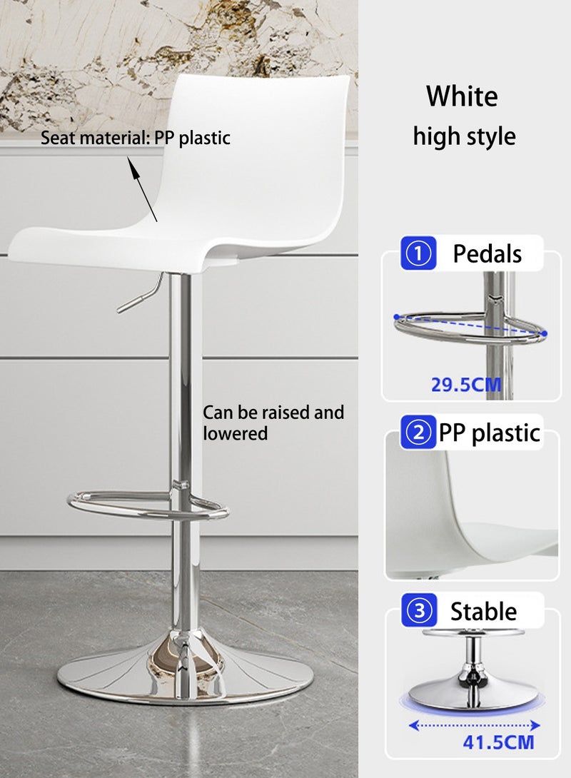 شاربدو كرسي بار، كرسي بار مرتفع الظهر من البلاستيك PP، كرسي بار مرتفع مريح وقابل للتعديل مع دوران 360 درجة مثالي لطاولة المطبخ المنزلية لتناول الطعام ومسند للقدمين - Image 3