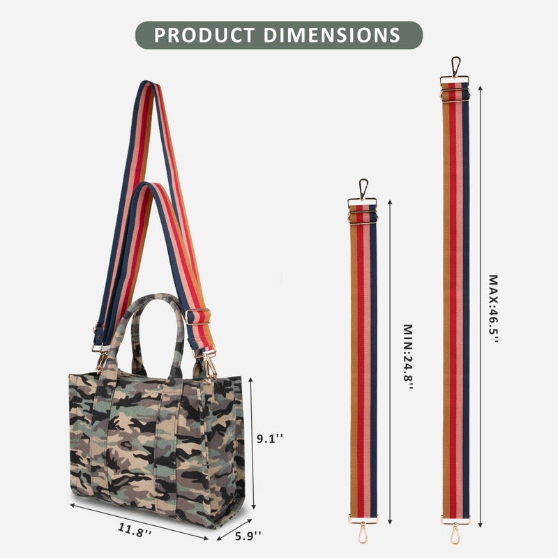 MEEJUNE Canvas Tote Bag for Women Top Handle Handbag Women's Purse Crossbody Bag with Zipper Trendy Shoulder Bag Everything Tote Bag with Adjustable Strap - Image 4