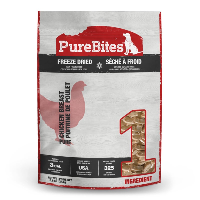PureBites Chicken Breast Freeze Dried Dog Treats, 1 Ingredient, Made in USA, 8.6oz - Image 1