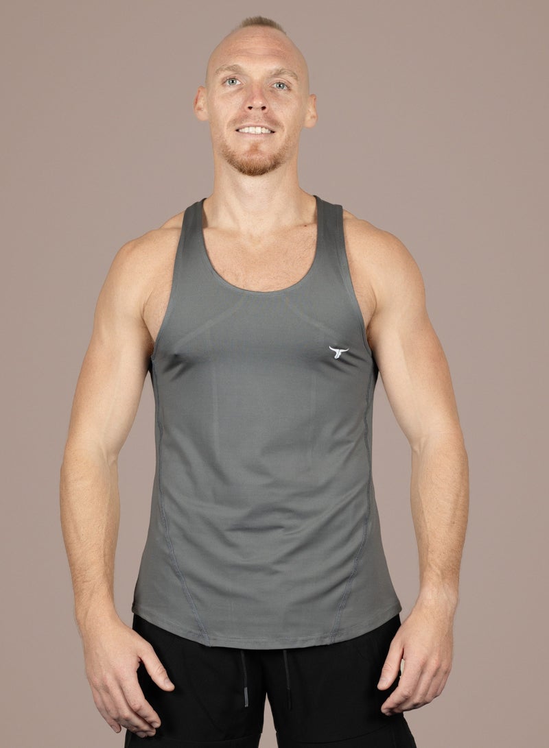 THUGFIT MuscleHustle Men's Slim Fit Tank Top - Grey - Image 1