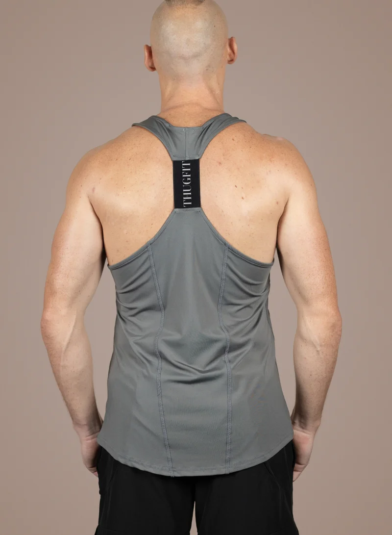 THUGFIT THUGFIT MuscleHustle Men's Slim Fit Tank Top - Grey