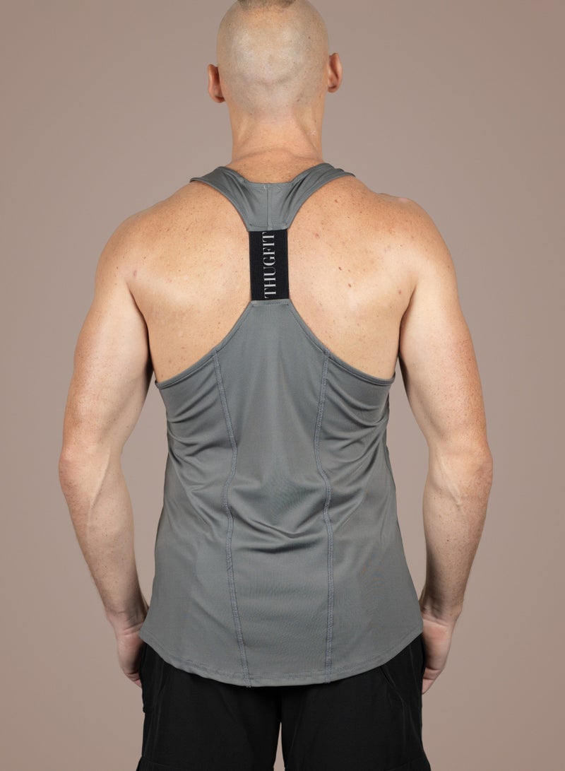 THUGFIT MuscleHustle Men's Slim Fit Tank Top - Grey - Image 2