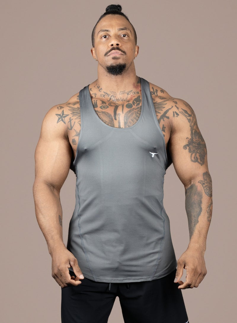 THUGFIT MuscleHustle Men's Slim Fit Tank Top - Grey - Image 3