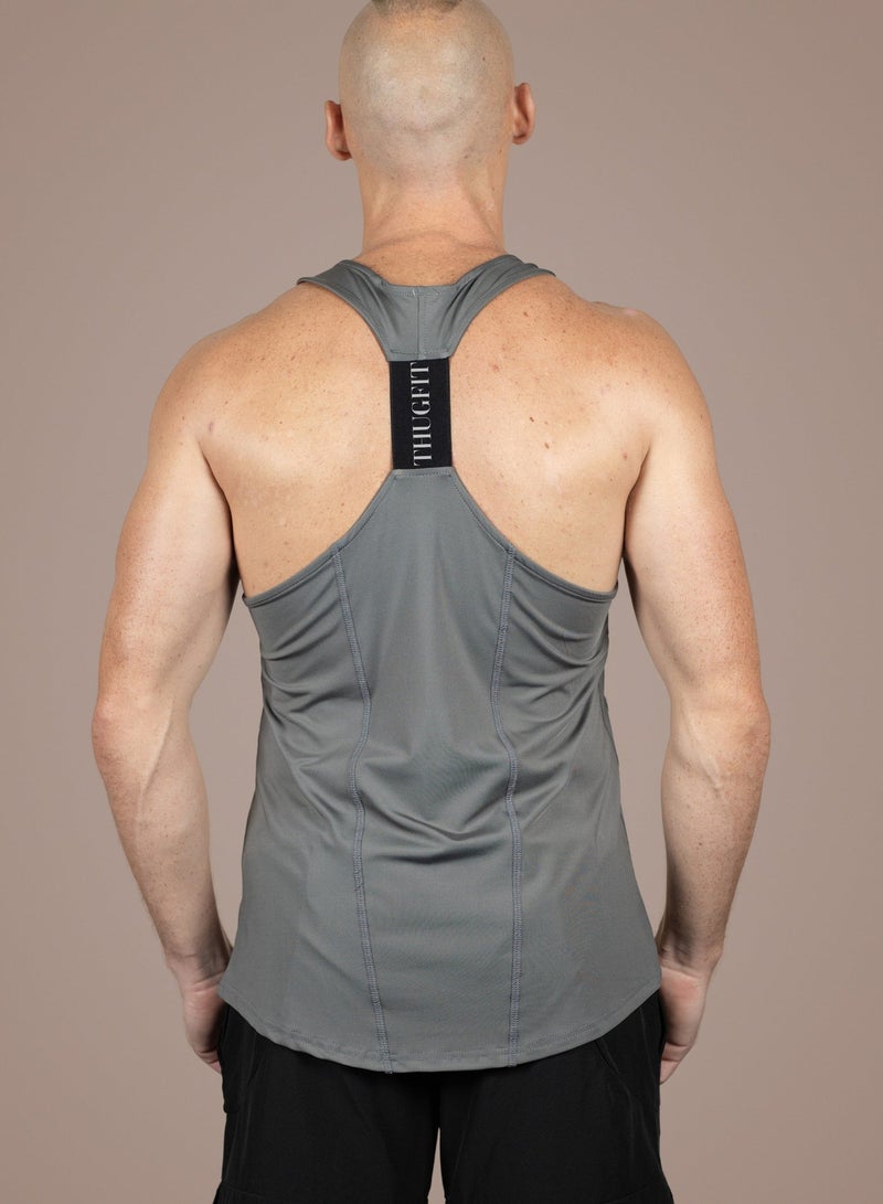 THUGFIT MuscleHustle Men's Slim Fit Tank Top - Grey - Image 2