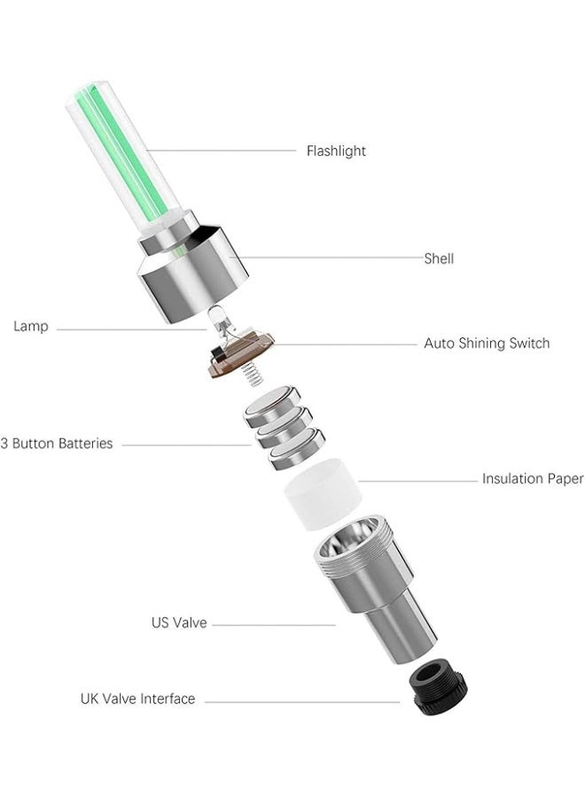 عبوة من 4 أغطية صمامات LED - للدراجات الهوائية والسيارات والدراجات النارية والشاحنات - أزرق متوسط - Image 5
