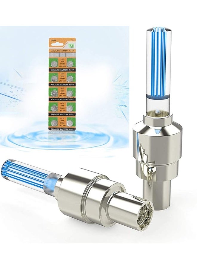 عبوة من 4 أغطية صمامات LED - للدراجات الهوائية والسيارات والدراجات النارية والشاحنات - أزرق متوسط - Image 4