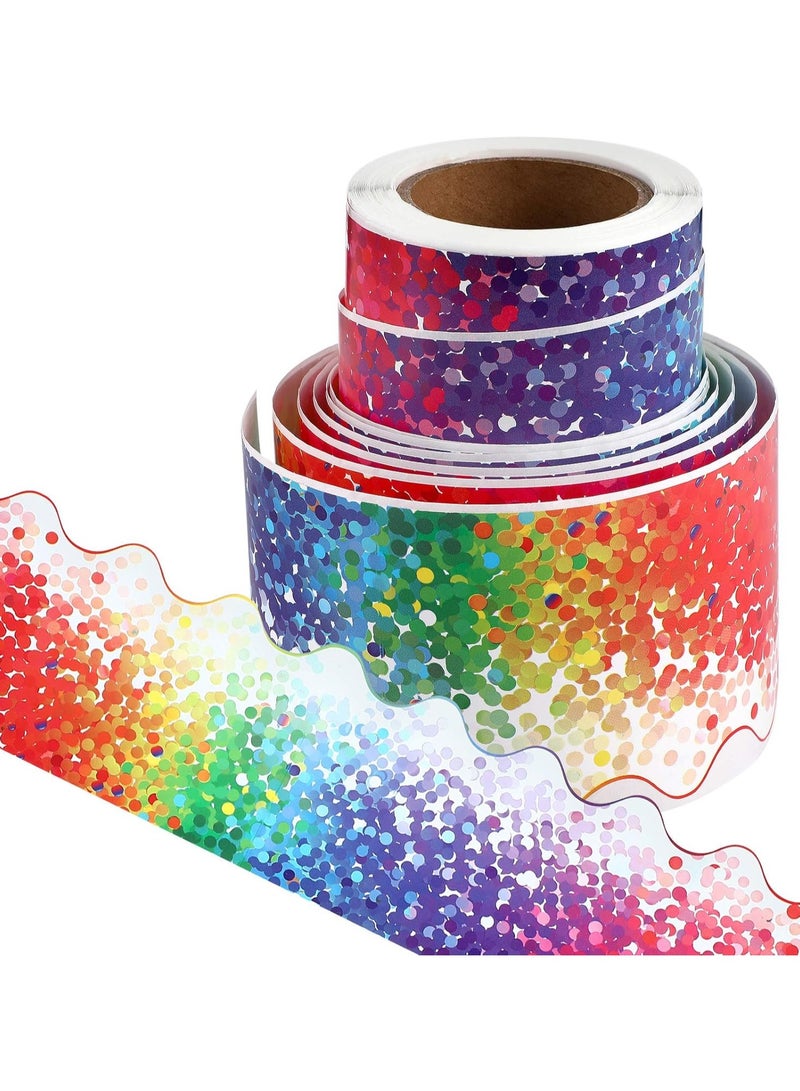 SYOSI لفات حدود ملونة من الكرتون المضلع، حواف لاصقة للوحة الإعلانات، حواف كونفيتي ملونة لتزيين المدارس، زينة الفصول الدراسية ولوحات الإعلانات، 2.3 إنش × 36 قدم - Image 1