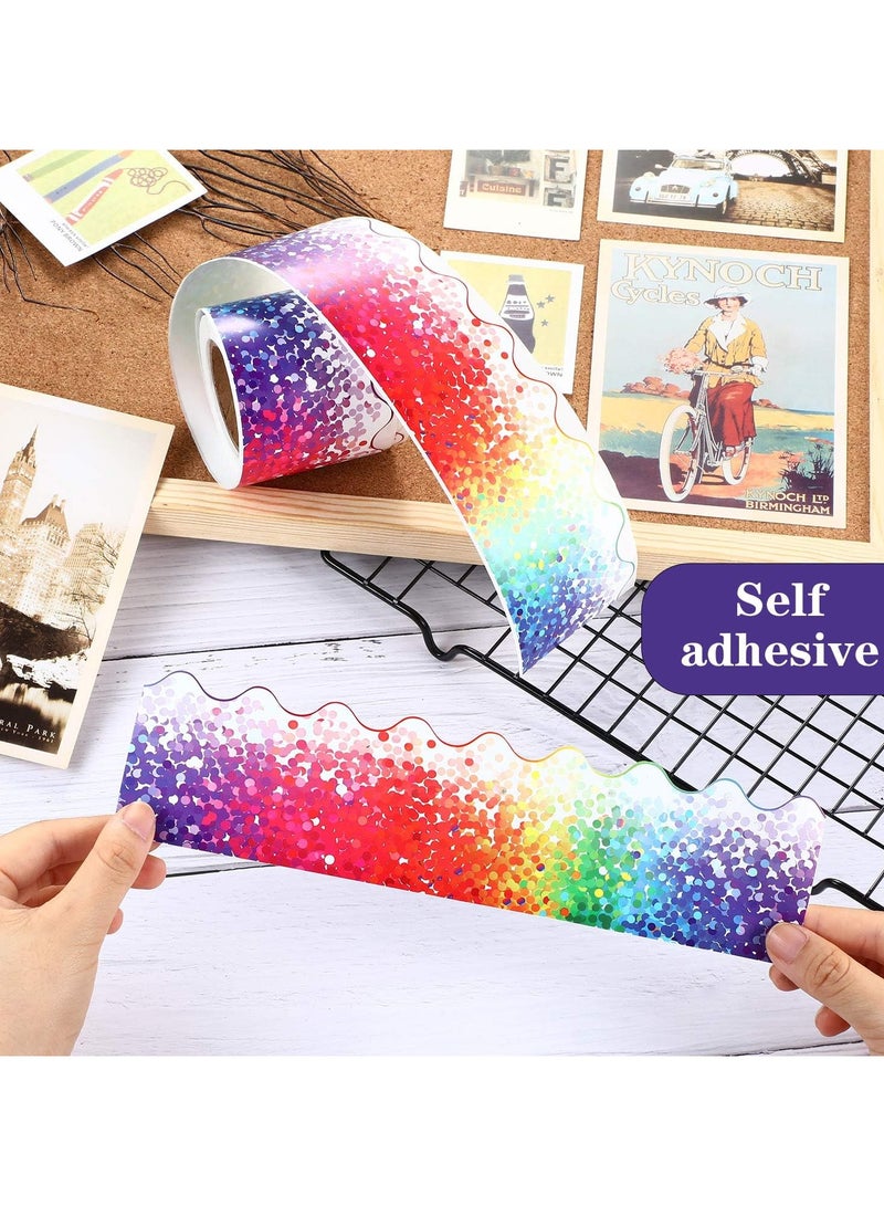 SYOSI لفات حدود ملونة من الكرتون المضلع، حواف لاصقة للوحة الإعلانات، حواف كونفيتي ملونة لتزيين المدارس، زينة الفصول الدراسية ولوحات الإعلانات، 2.3 إنش × 36 قدم - Image 2