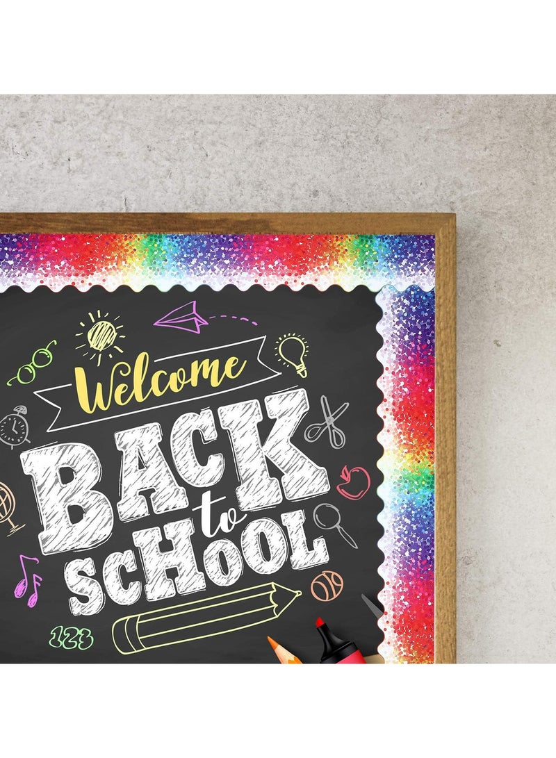 SYOSI لفات حدود ملونة من الكرتون المضلع، حواف لاصقة للوحة الإعلانات، حواف كونفيتي ملونة لتزيين المدارس، زينة الفصول الدراسية ولوحات الإعلانات، 2.3 إنش × 36 قدم - Image 3