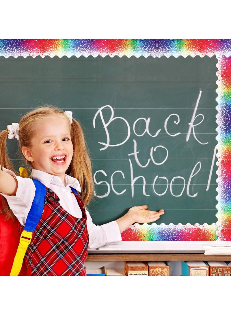 SYOSI لفات حدود ملونة من الكرتون المضلع، حواف لاصقة للوحة الإعلانات، حواف كونفيتي ملونة لتزيين المدارس، زينة الفصول الدراسية ولوحات الإعلانات، 2.3 إنش × 36 قدم - Image 4