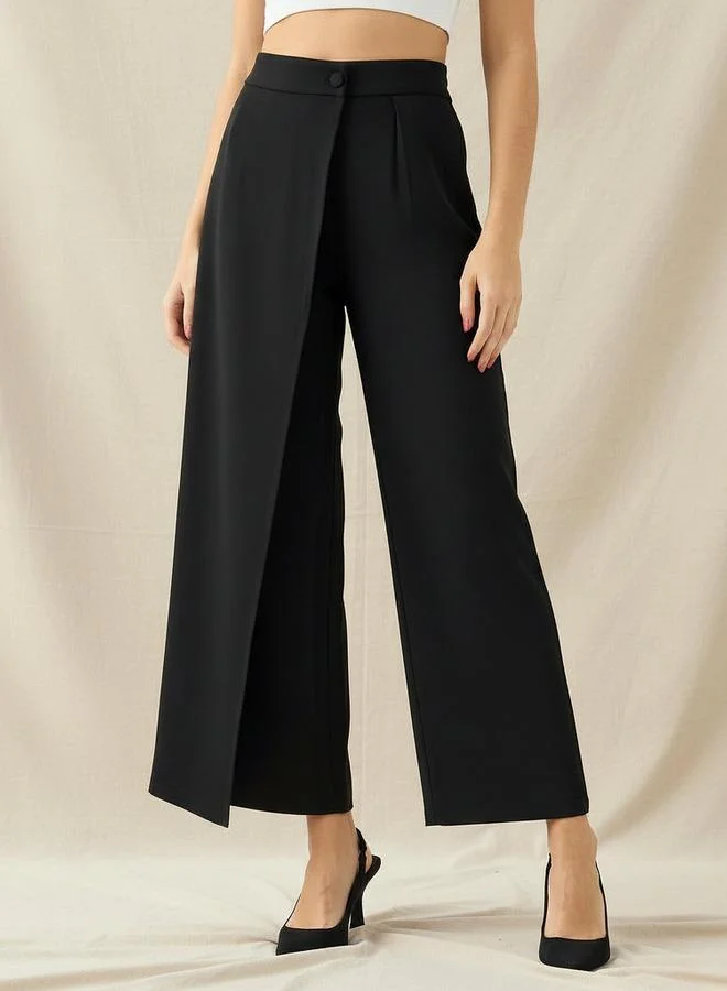 ايكونيك Iconic Straight Fit Button Waist Wrap Pants