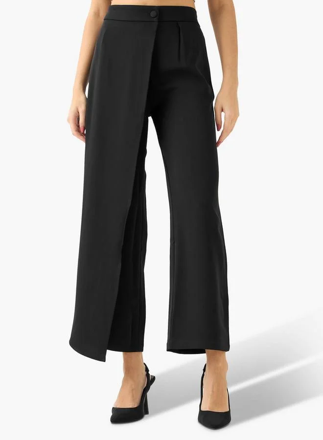 ايكونيك Iconic Straight Fit Button Waist Wrap Pants