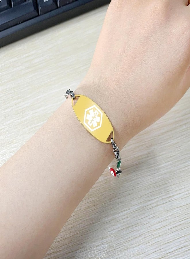 Uloveido Type 2 Diabetes Medical Alert Bracelet for Women, Evil Eye Beads Bracelet Good Luck Protection Bracelets Y3925 - Image 2