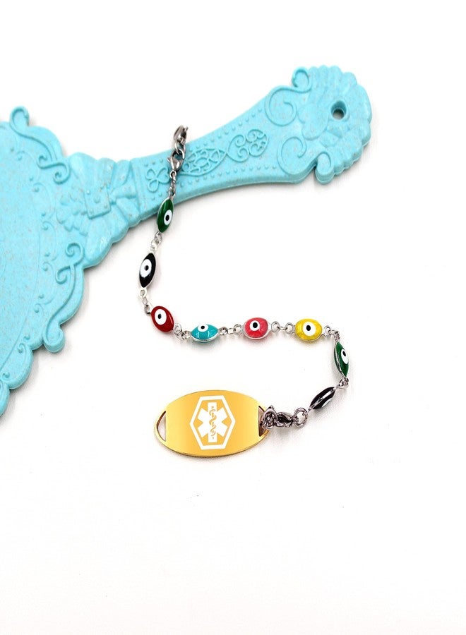 Uloveido Type 2 Diabetes Medical Alert Bracelet for Women, Evil Eye Beads Bracelet Good Luck Protection Bracelets Y3925 - Image 3