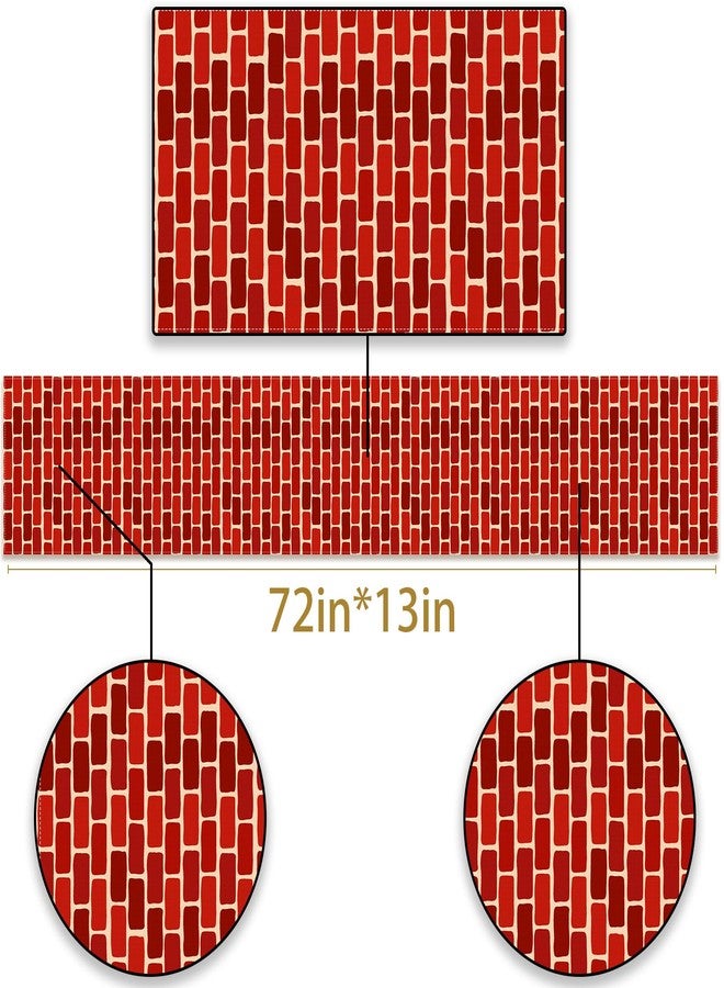Pudodo Red Brick Table Runner Stone Wall Christmas Birthday Party Decoration Halloween Kitchen Dining Room Home Decor - Image 3