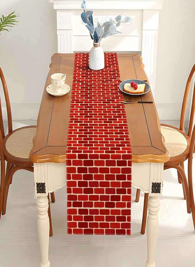 Pudodo Red Brick Table Runner Stone Wall Christmas Birthday Party Decoration Halloween Kitchen Dining Room Home Decor - Image 4