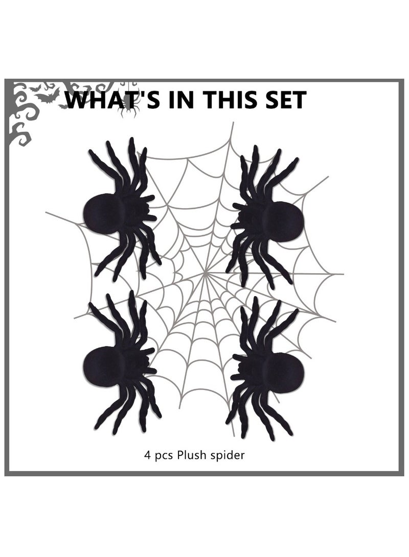 Doodle Kiddo 4 Piece Realistic Fake Spider Halloween Decorations  - 2.8 x 4.3 Inch - Image 2