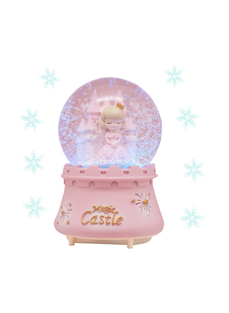 SYOSI Musical Snow Globes Cute Princess Castle Figurine Snow Globes Automatic Snowfall Musical Snow Globe with Color Changing LED Light for Girls Birthday Home Party Decoration  - Image 1