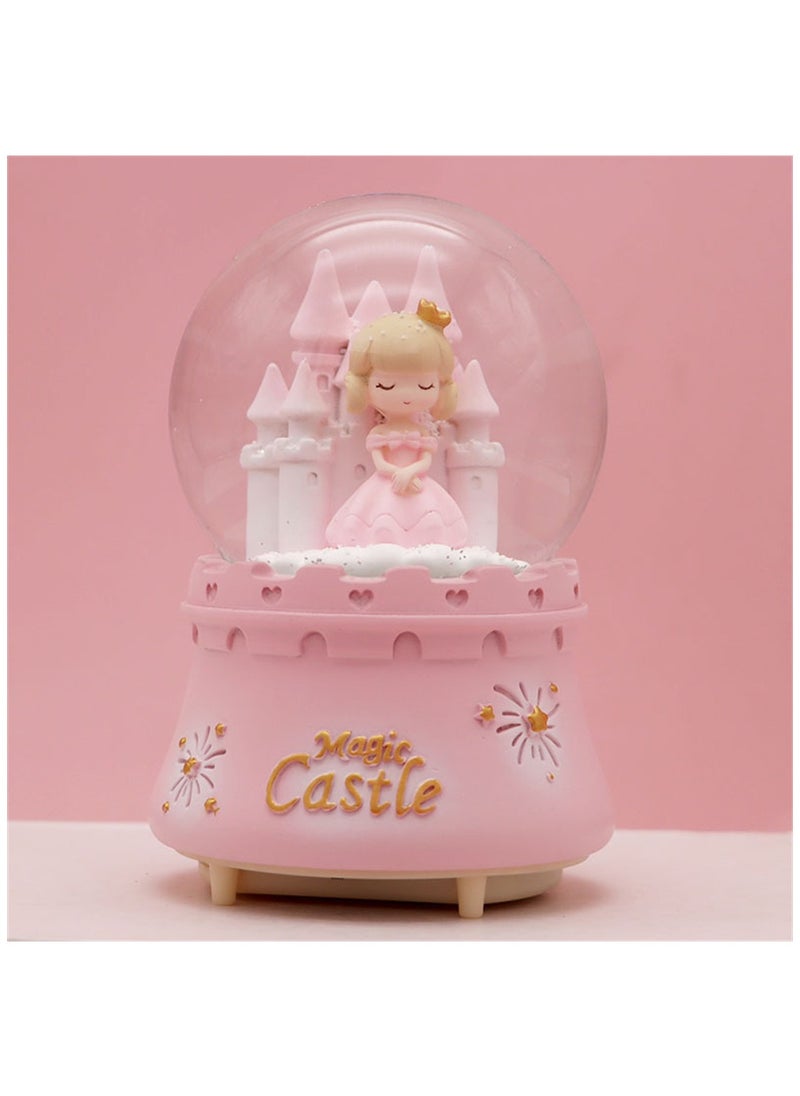 SYOSI Musical Snow Globes Cute Princess Castle Figurine Snow Globes Automatic Snowfall Musical Snow Globe with Color Changing LED Light for Girls Birthday Home Party Decoration  - Image 2