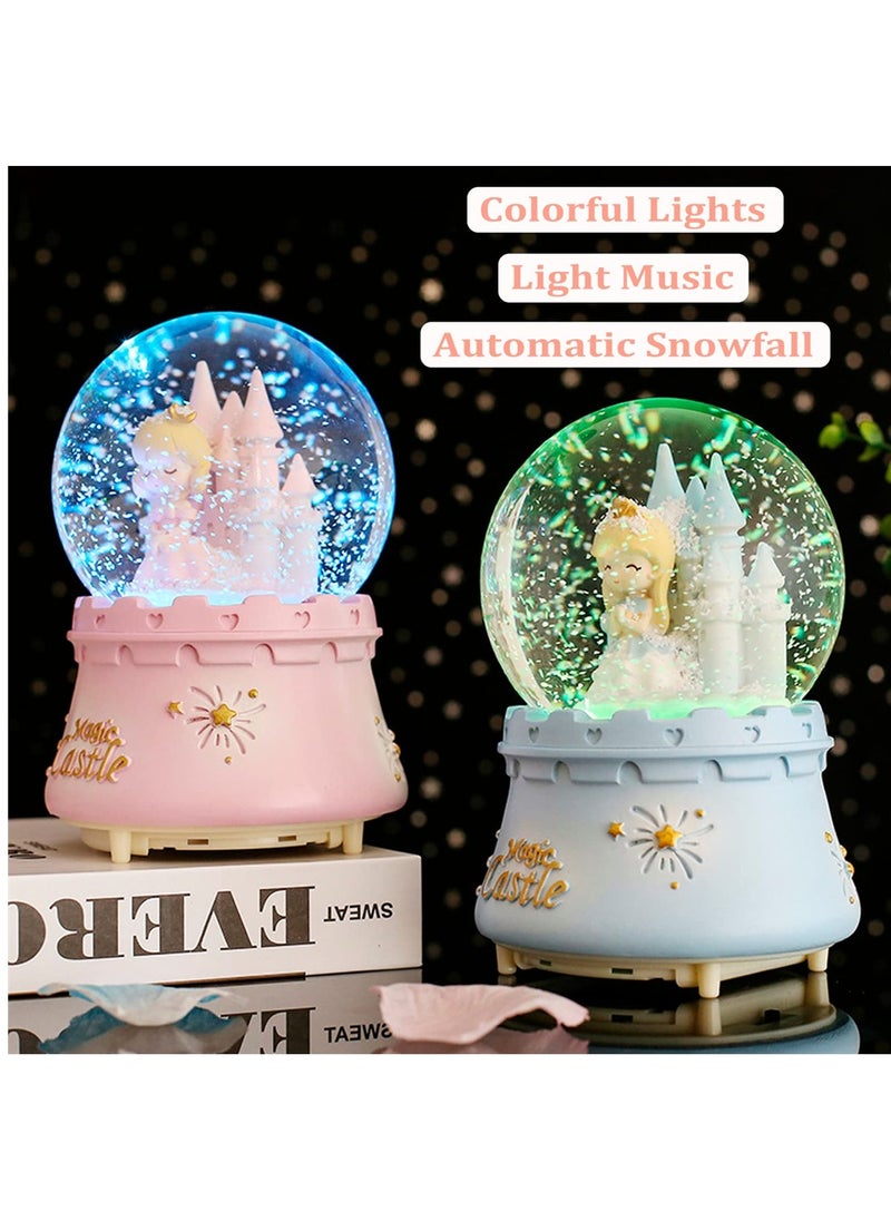 SYOSI Musical Snow Globes Cute Princess Castle Figurine Snow Globes Automatic Snowfall Musical Snow Globe with Color Changing LED Light for Girls Birthday Home Party Decoration  - Image 5