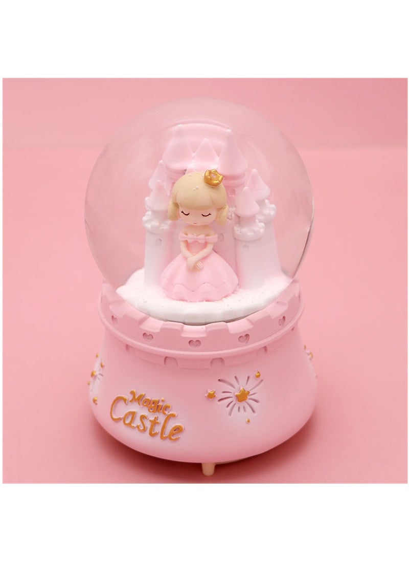SYOSI Musical Snow Globes Cute Princess Castle Figurine Snow Globes Automatic Snowfall Musical Snow Globe with Color Changing LED Light for Girls Birthday Home Party Decoration  - Image 4