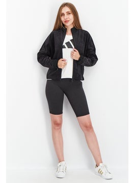 adidas Originals Women Sportswear Fit Long Sleeve Full Zip Training Jacket, Black  - Image 3
