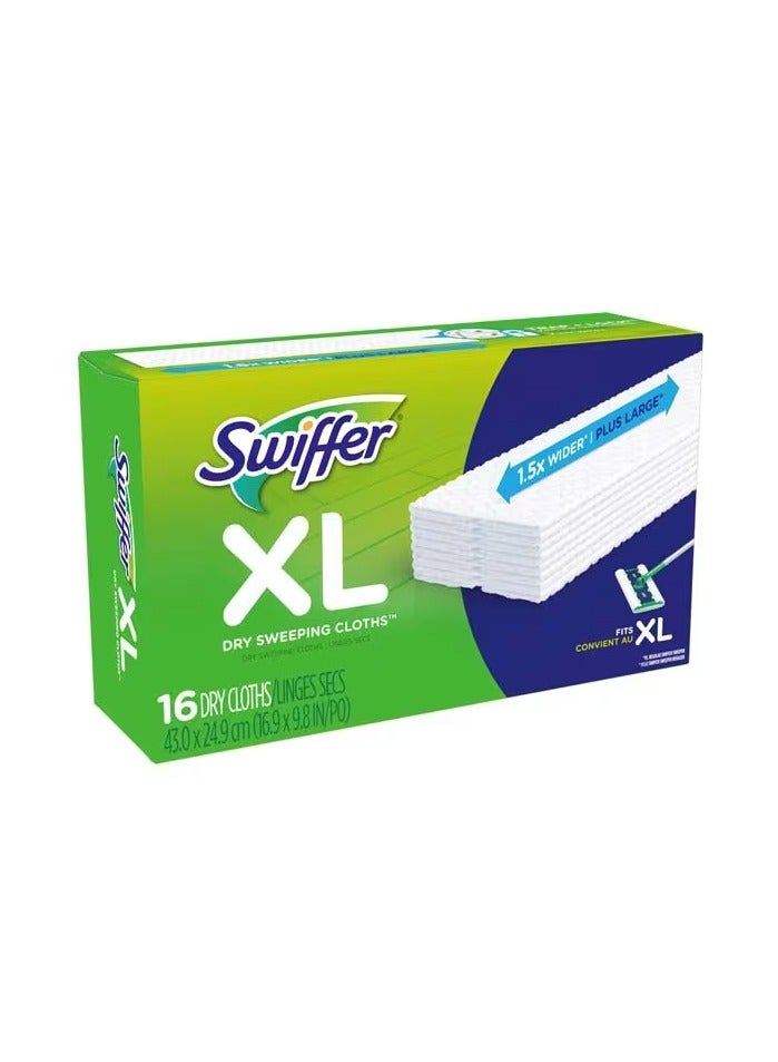 Swiffer Swiffer Sweep + Mop XL, Dry Pads Refill, Floor Cleaner, Cleaning Cloths, Unscented, 16 count.  - Image 1