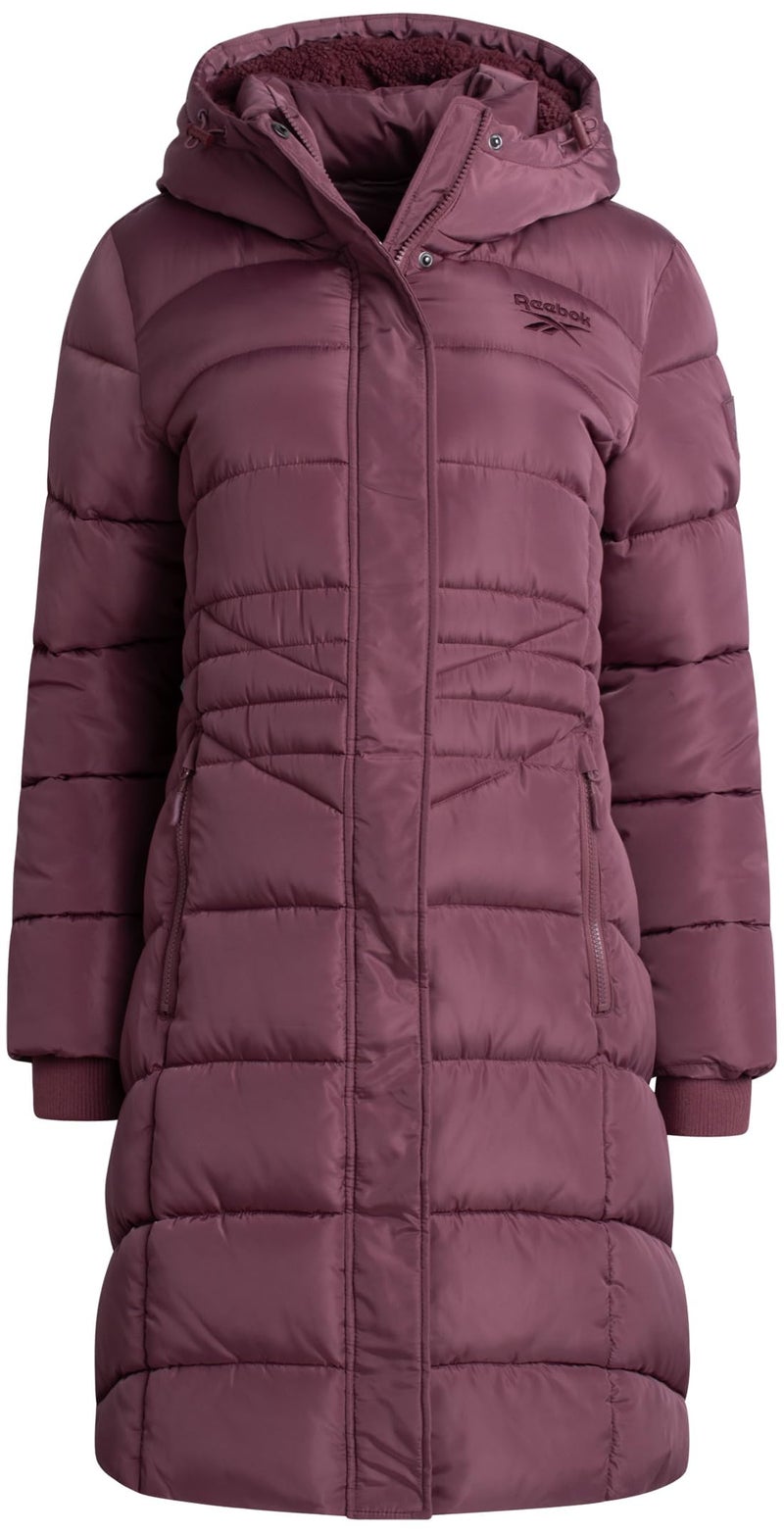 Reebok Womens Maxi Puffer Jacket - Long Length Parka - Heavyweight Wind & Water Resistant Insulated Winter Jackets for Women, Size Small, Pink Haze - Image 3