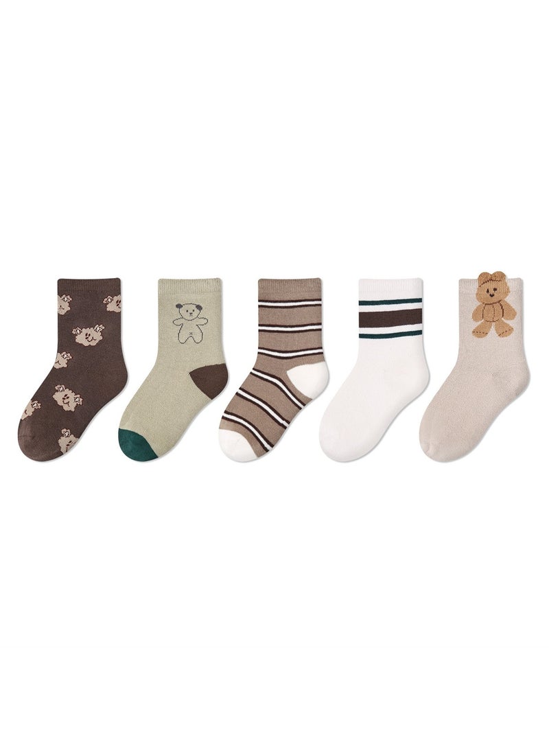 5 pairs of children's socks thin cute cartoon baby socks cotton  - Image 1