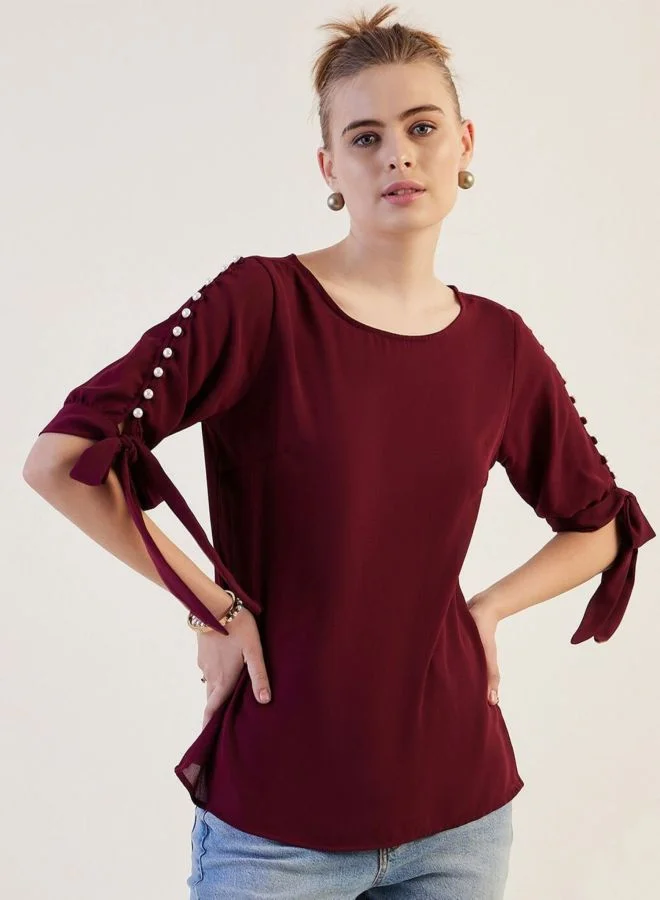 Women Regular Fit Solid Round Neck Short Sleeve Regular Top