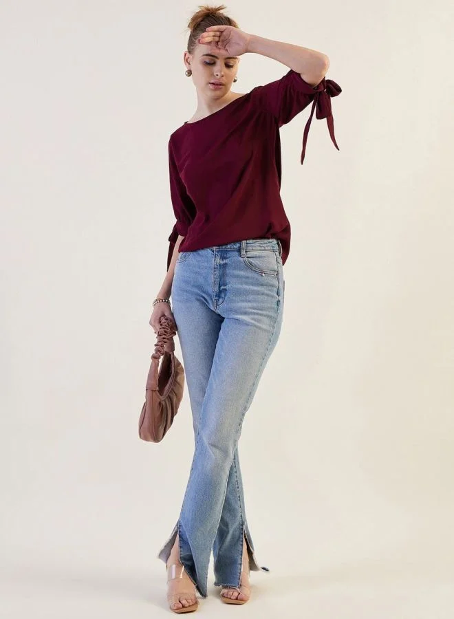 Freehand  Women Regular Fit Solid Round Neck Short Sleeve Regular Top  | Best Price UAE