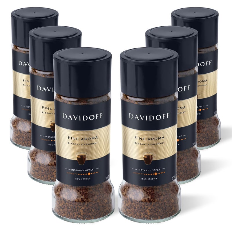 Davidoff Fine Aroma Instant Coffee 7/12 Intensity - 100% Arabica, 3.53 oz 100g, Granule, Glass Bottle - PACK OF 6 - Image 1