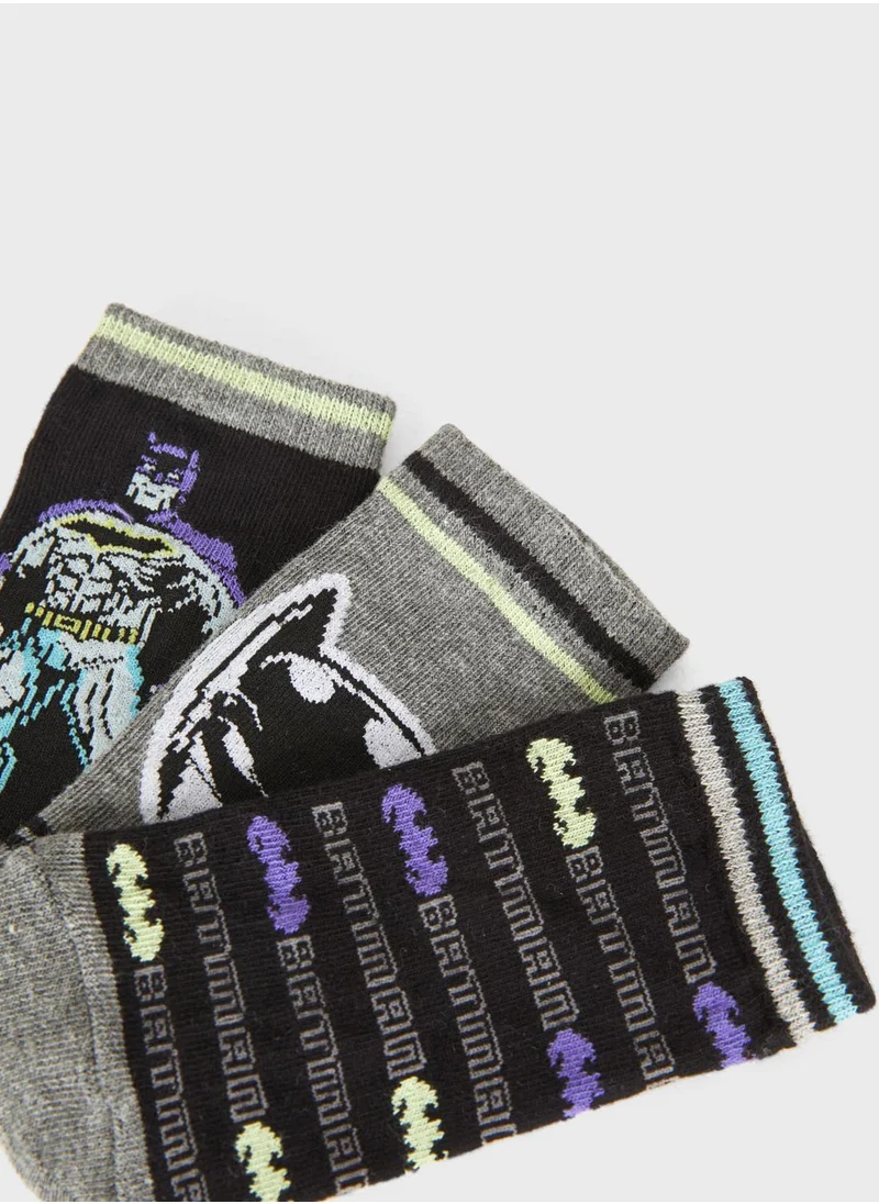 ديفاكتو Boy 3-Pack Licensed Batman Low Cut Cotton Low Cut Socks