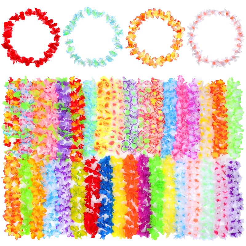 Small Hawaiian Garland Artificial Flower Necklace Tropical Party Accessories For Beach Weddings Birthdays 36PCS - Image 2