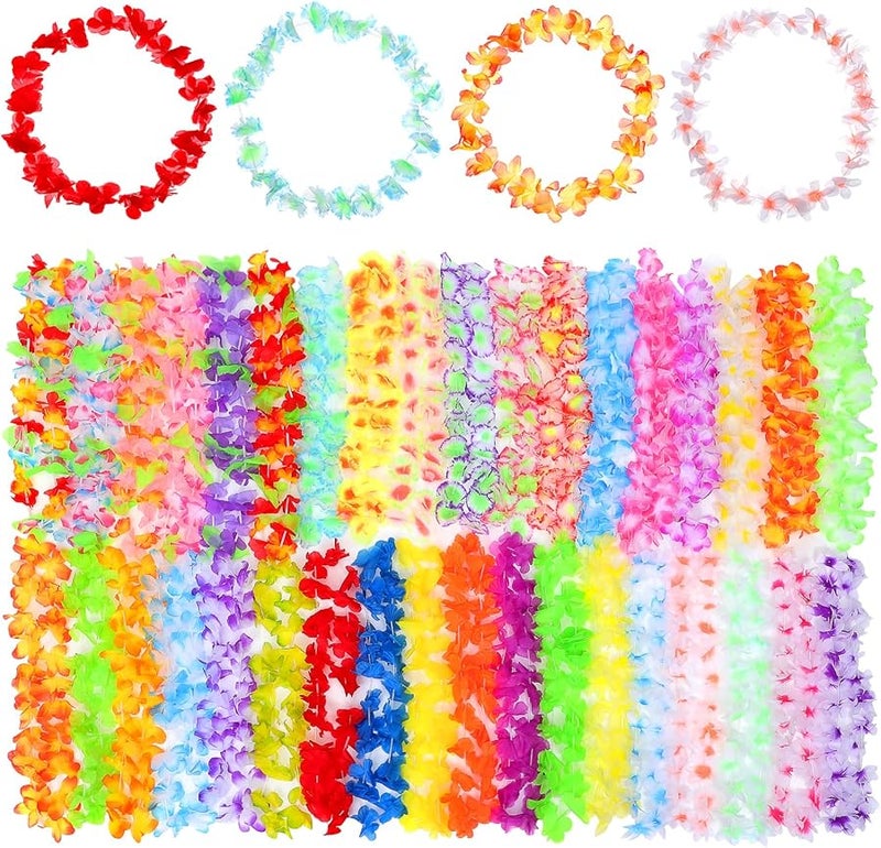 Small Hawaiian Garland Artificial Flower Necklace Tropical Party Accessories For Beach Weddings Birthdays 36PCS - Image 1