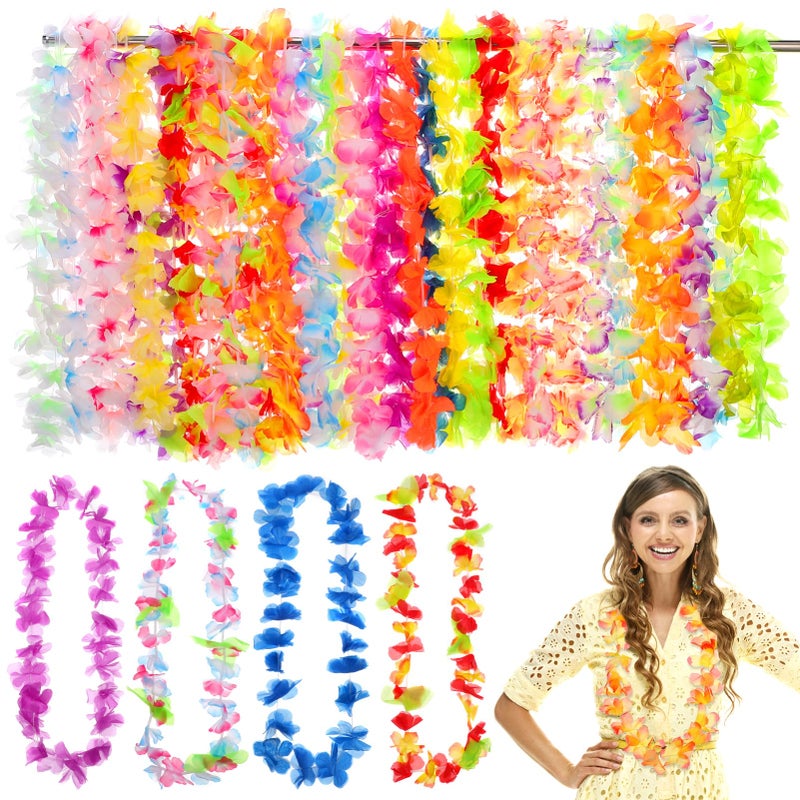Small Hawaiian Garland Artificial Flower Necklace Tropical Party Accessories For Beach Weddings Birthdays 36PCS - Image 3