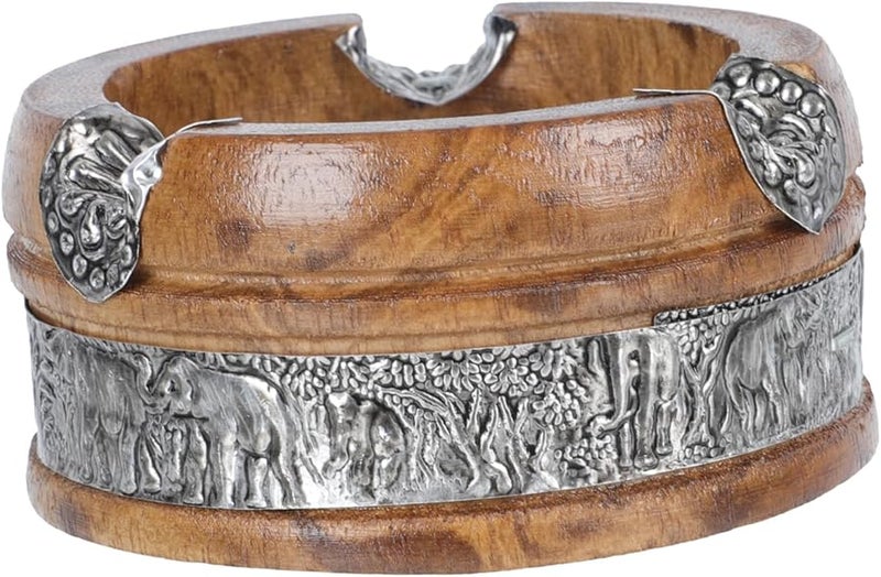 حامل رماد الفيل من خشب المانجو زخرفي حامل السخام المحمول زينة المكتب للبيت المكتب البار - Image 1