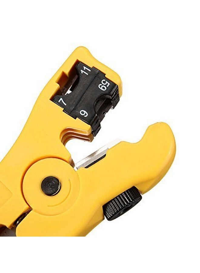 Electrobot Eb-cbw Rotary Coax Coaxial Cable Wire Cutter Stripping Tool Rg59 Rg6 Rg7 Rg11 Stripper, Yellow - Image 4