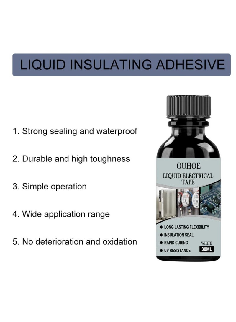 Liquid Electrical Tape, High Temperature Resistant Insulating Rubber Coating Glue, Waterproof Insulation Sealant Liquid Tape, Wire Cable Glue For Circuit Boards Electrical Equipment, Black 30ml