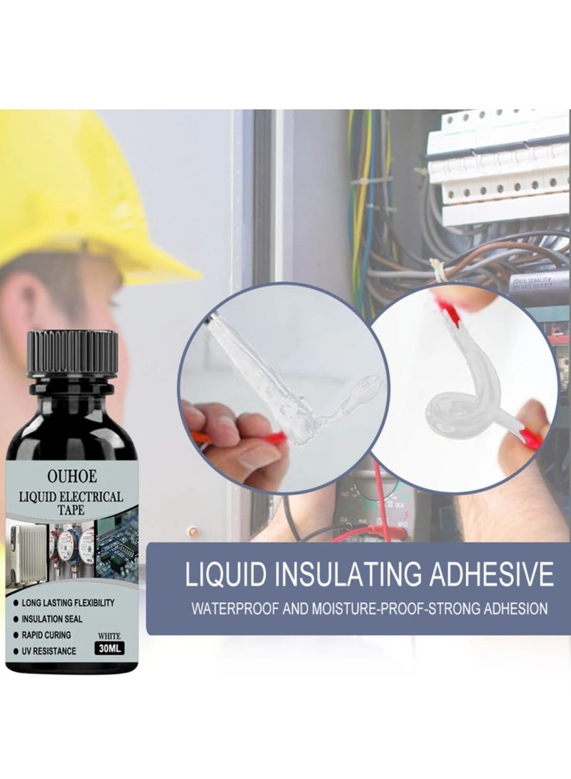 Liquid Electrical Tape, High Temperature Resistant Insulating Rubber Coating Glue, Waterproof Insulation Sealant Liquid Tape, Wire Cable Glue For Circuit Boards Electrical Equipment, Black 30ml